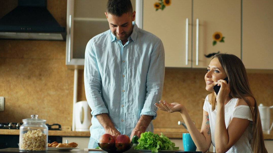 family sharing meal at home