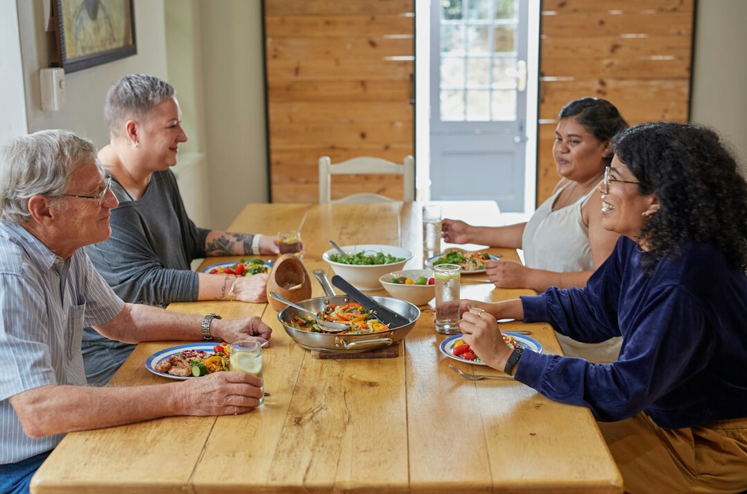 family having dinner